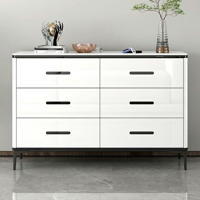 Contemporary Chest White Double Dresser with Metal Feet for Home