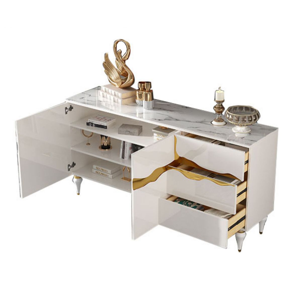 13.65-inch Width Classic Glam Storage Chest Stone Storage Chest Dresser