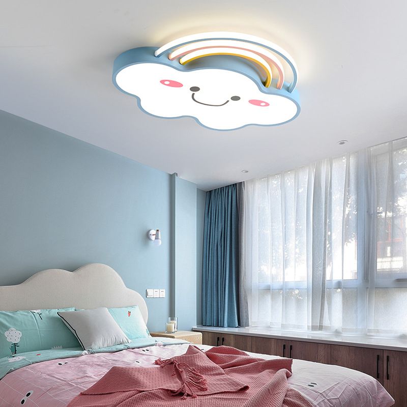Rainbow Cloud Flush Mount Simple Acrylic Kids Bedroom LED Flush Light Fixture