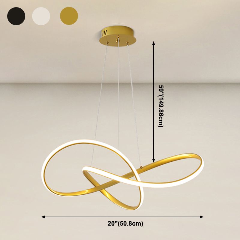 Modern Twisting Chandelier Pendant Light Metal Single Light Chandelier