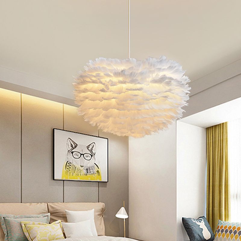 Lampada lampadinale Globe moderni lampadario a lampadario bianco multipla con tonalità di piuma