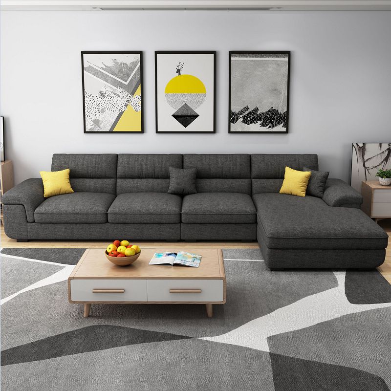 Nordic Cushions Recessed Arm Stationary Sofa Chaise Living Room Fabric