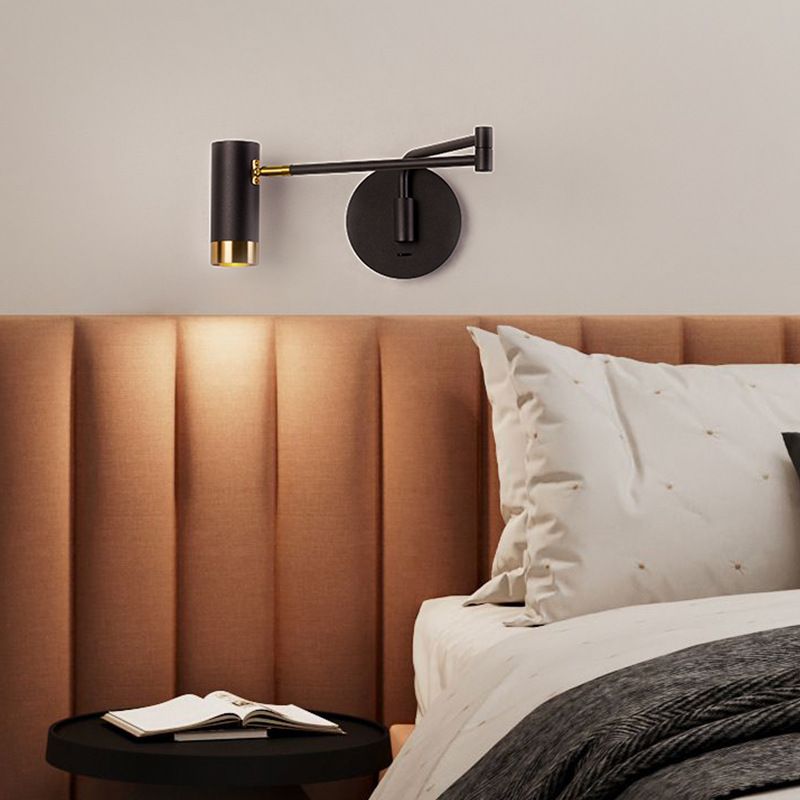 Modern Creative 1-Light Wall Lamp Cylindrical Iron Wall Light for Bedroom