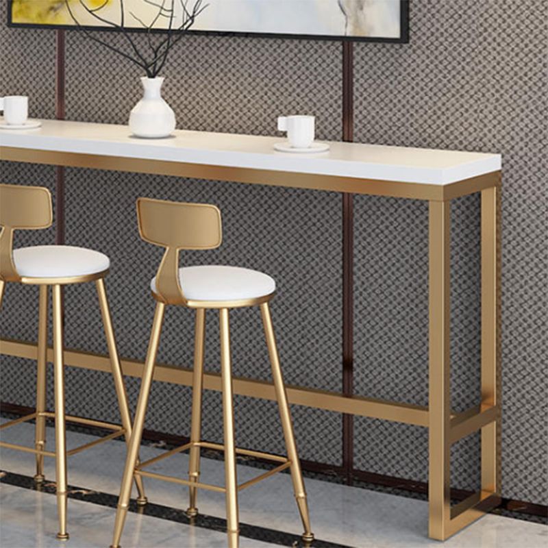 Glam Style Bar Table Faux Marble Rectangle Bar Wine Table with Footrest