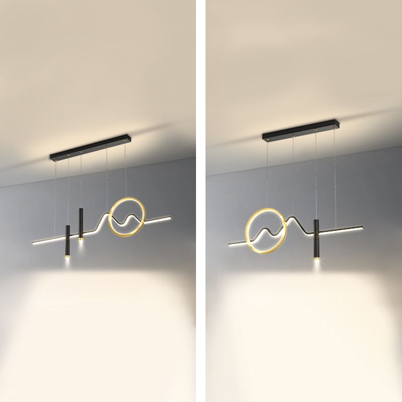 Metal Shaded Pendant Lighting Fixture Simplicity-Style LED Island Lighting Fixture in Black