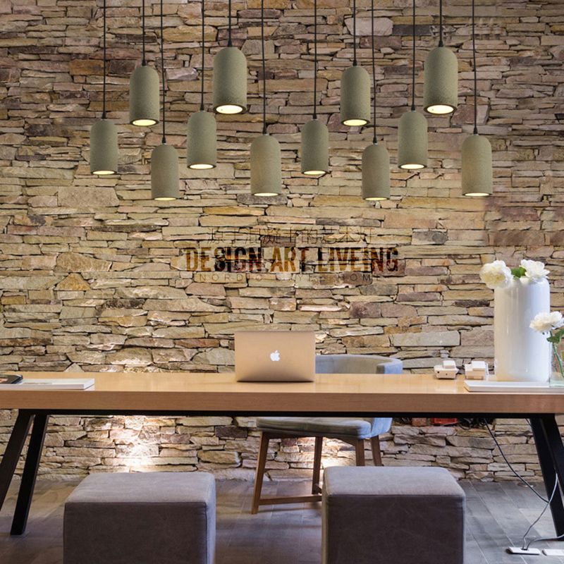 Nordic Style Gray Pendant Light with Shade 1 Light Cement Ceiling Lamp for Cloth Shop