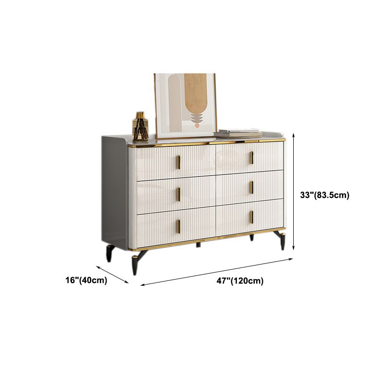 Glam Stone Storage Chest Bedroom Chest in White with Drawers
