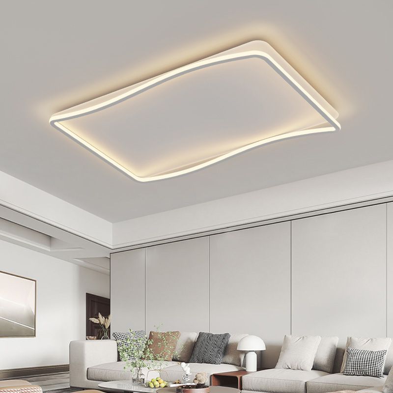 Metal Geometric Flush Mount Fixture Modern 1 Light Flush Light Fixture in White