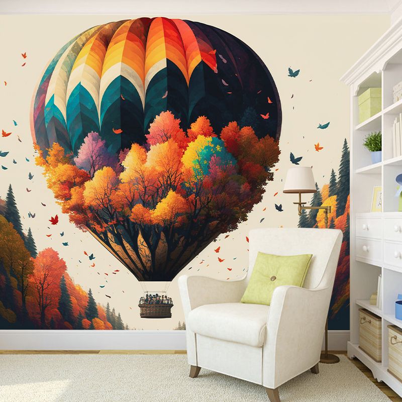Illustrator Hot Air Balloon Pattern Wall Mural Antifouling for Wall Decor
