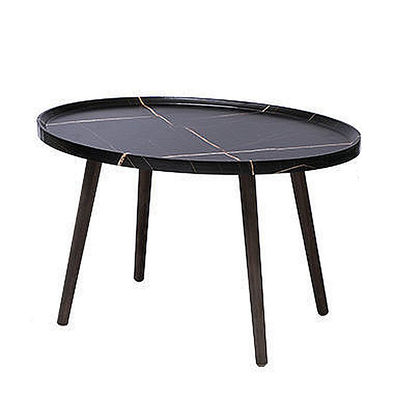 Modern Round/Oval Wood End Table Tray Top Sofa Side Table in Black/White/Brown