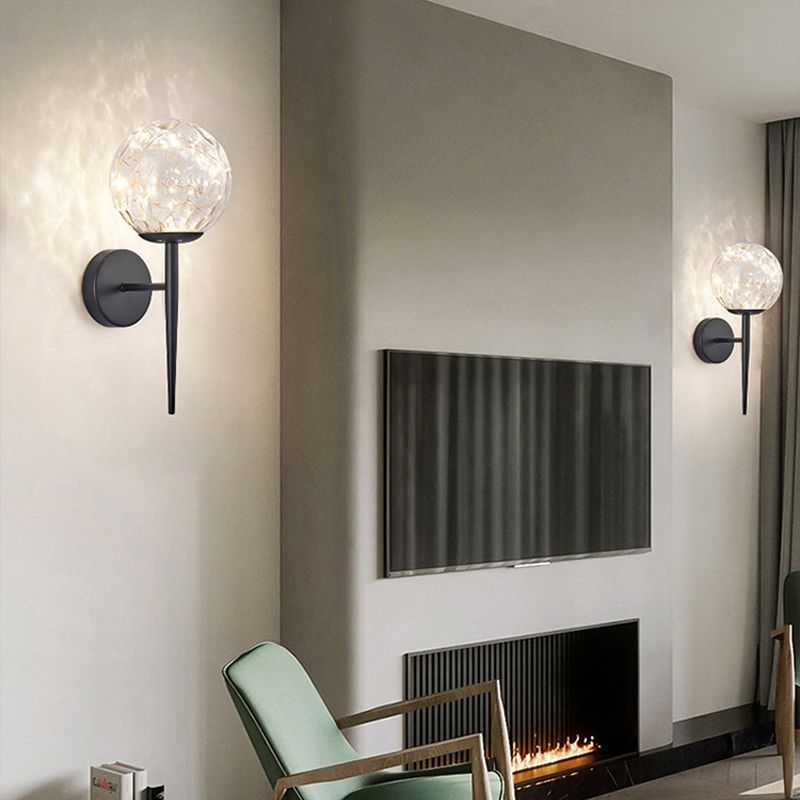 1 Light Spherical Wall Sconce Modern Style Glass Wall Lighting for Restaurant