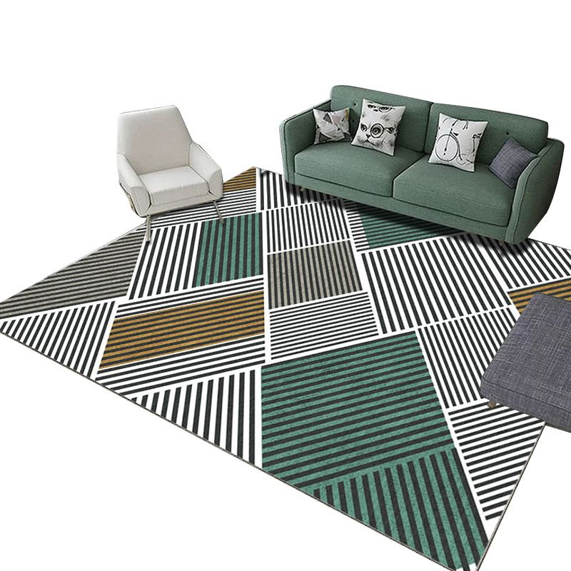 Green Line Carpet Polyester Modern Carpet Stain Resistant Carpet for Living Room