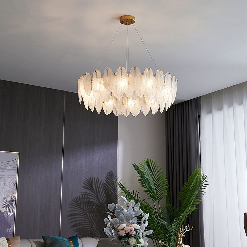Circle Chandelier Light Fixture Designer Modern Simplicity Glass Pendant Lighting for Restaurant