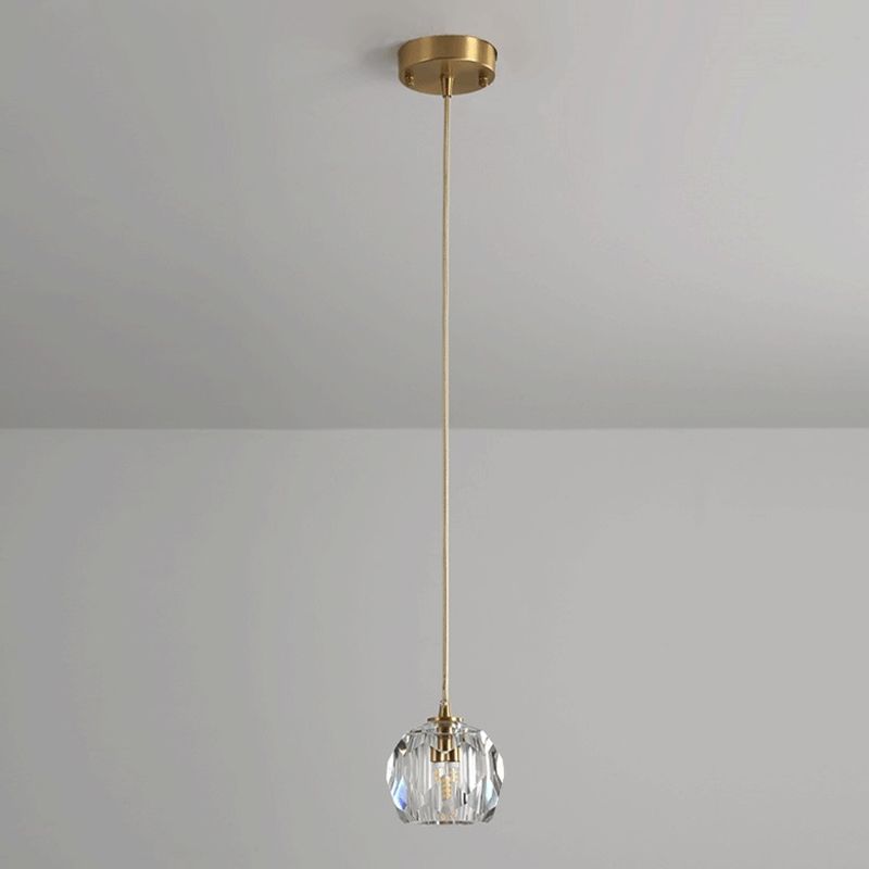 Luce a sospensione in oro cristallino in moderno stile in ferro battuto in ferro battuto lampada appesa per camera da letto