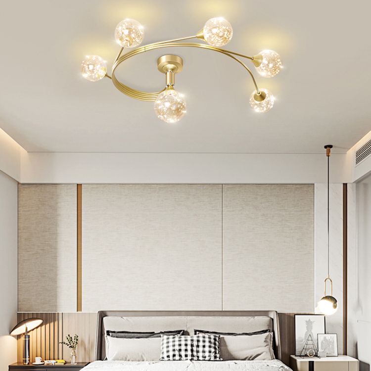 Lámpara de techo esférica múltiple iluminación de techo de vidrio de estilo moderno para dormitorio