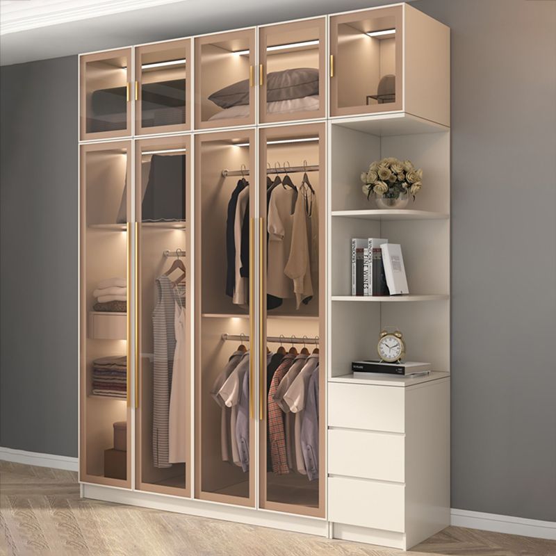 Contemporary Style Wardrobe Glass Wardrobe Closet With Shelves