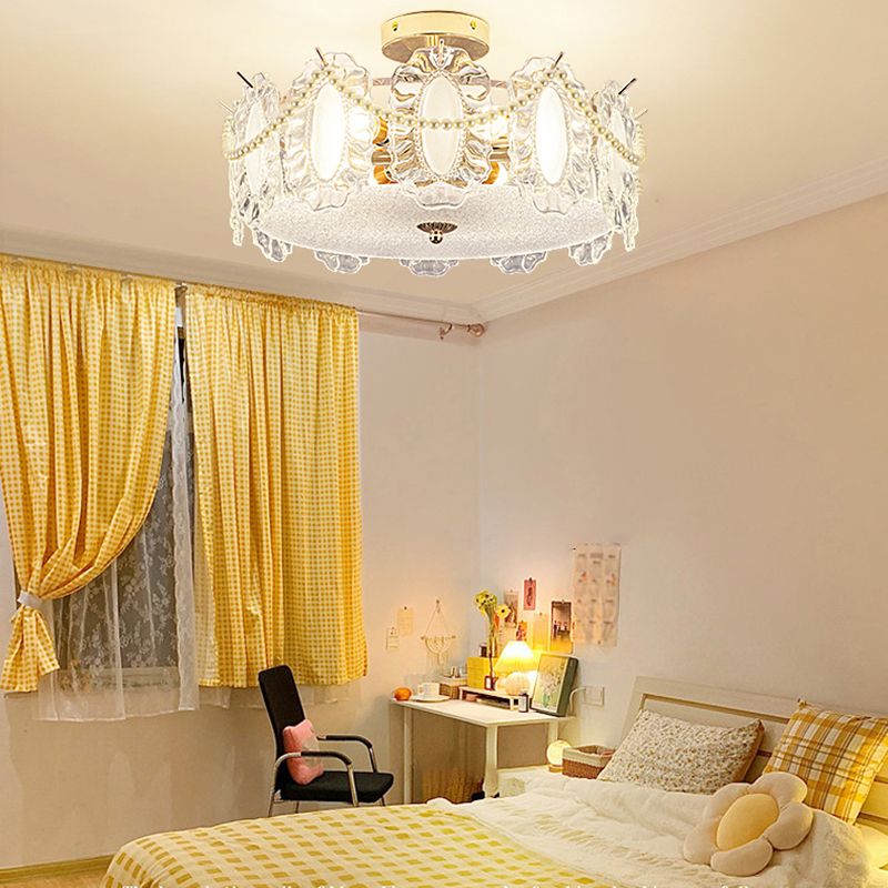 Contemporary Flush Mount Light Simple Flush Mount Ceiling Light Fixture with Glass Shade
