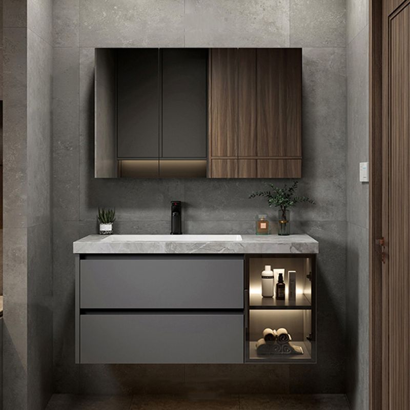 Stone and Ceramic Bath Vanity Glam Bathroom Vanity Set for Bathroom