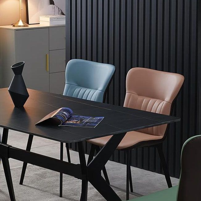 Sillas de comedor contemporáneas, silla sin brazos con patas de metal para cocina