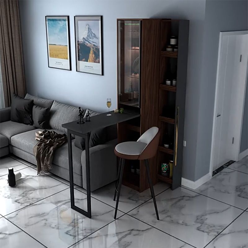 1/2/3 Pieces Counter Height Pub Set in Brown and Black, Modern