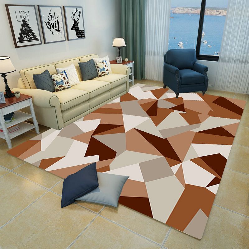 Contemporary Parlor Rug Multicolored Geo Pattern Indoor Rug Non-Slip Backing Pet Friendly Area Carpet