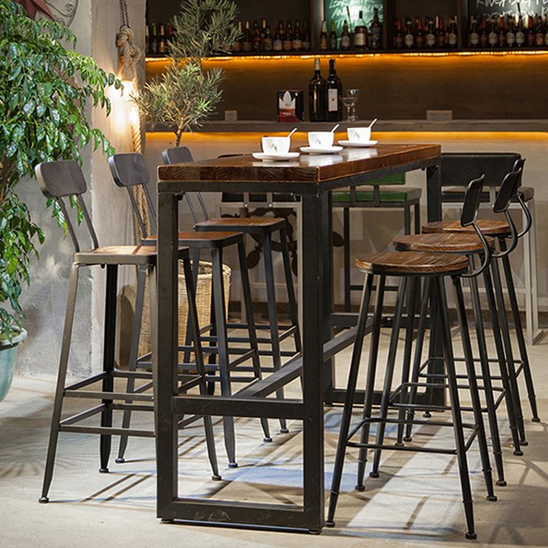 Industrial Armless Dining Stool Low Back Bar Stool with Metal Base