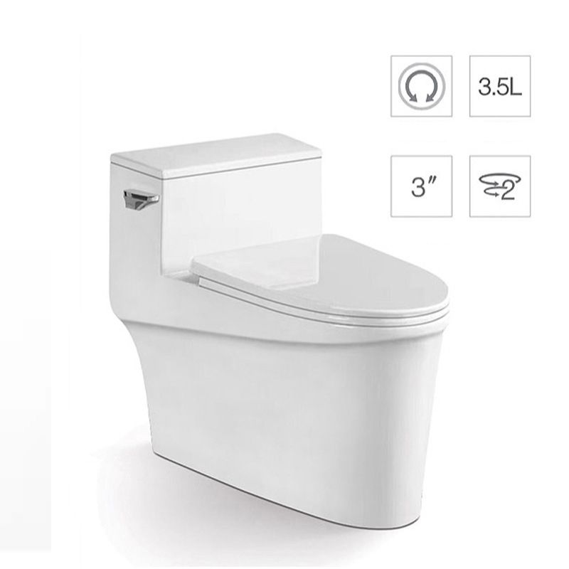 Glossy White Ceramic Toilet Bowl Modern Indoor All-In-One Toilet