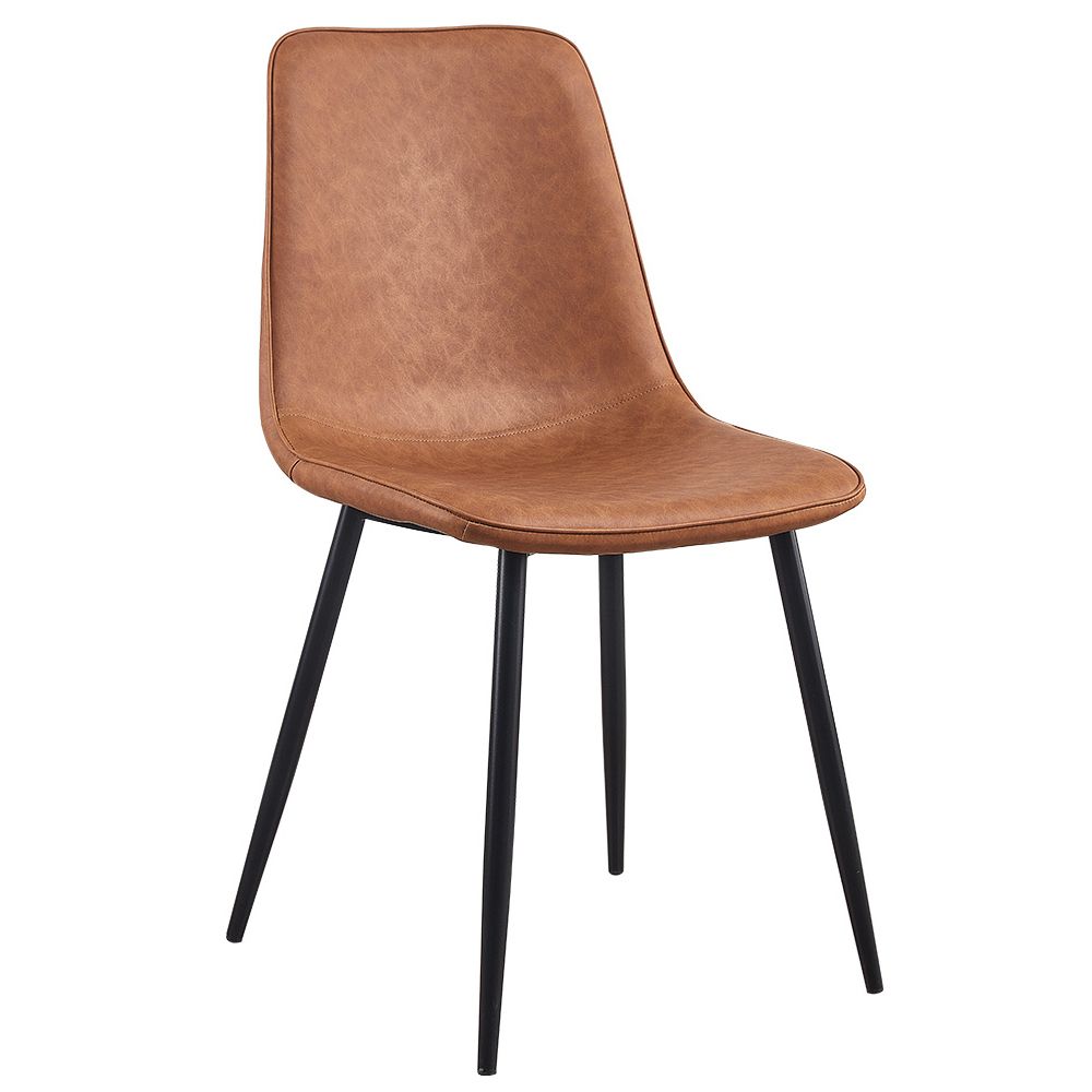 Macaron color Scandinavian Dining room Chair Leather Solid Back Side Chair