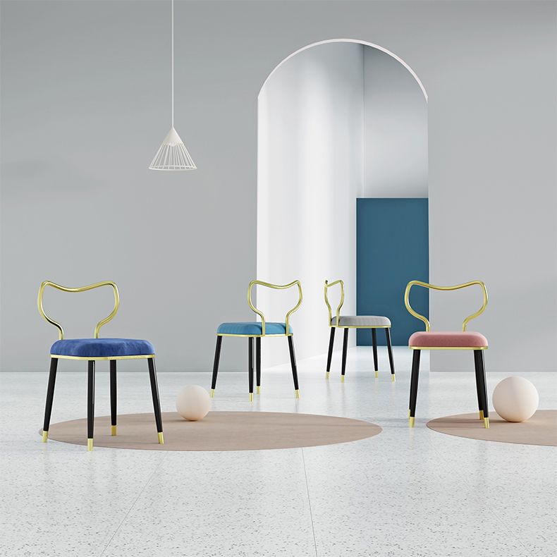 Glam Velvet Armless Dining Chairs Open Back Dining Side Chair for Home Use