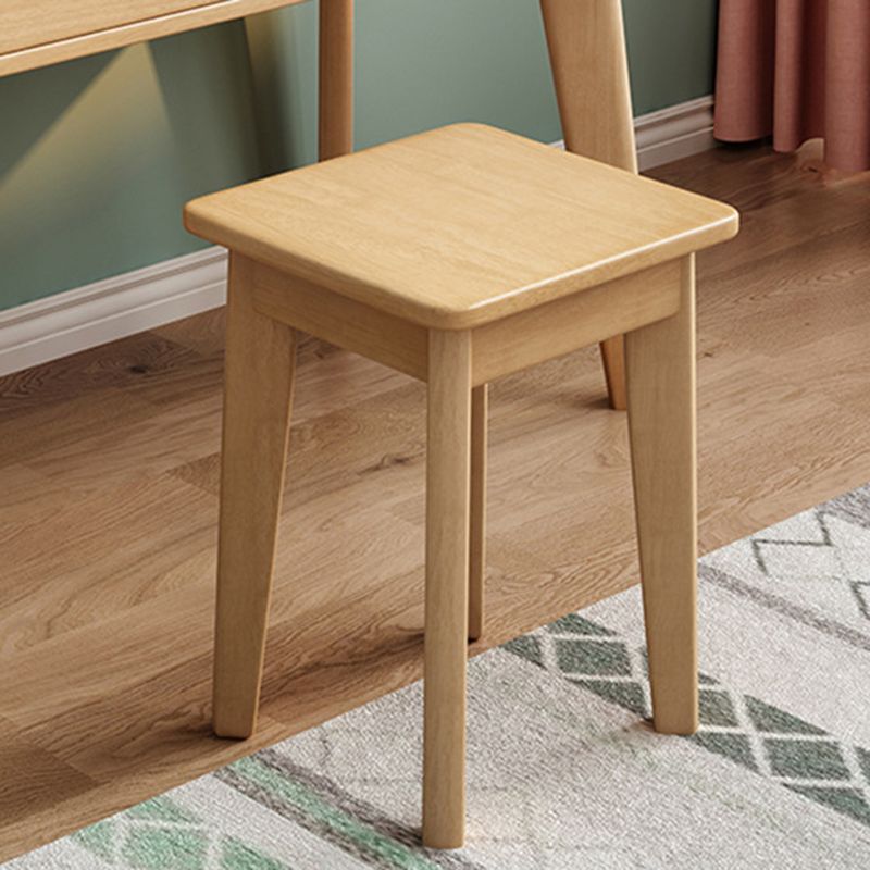 Solid Wood Mirrored Vanity and Stool Scandinavian Dressing Table