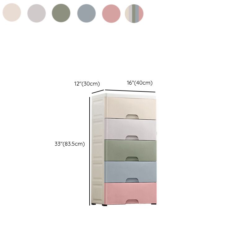 Contemporary Plastic Vertical Kids Nightstand with 5 Drawers for Home