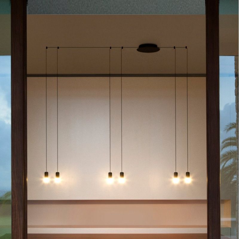 Lampada a sospensione lineare nera Lampada di sospensione a LED in metallo minimalista creativo