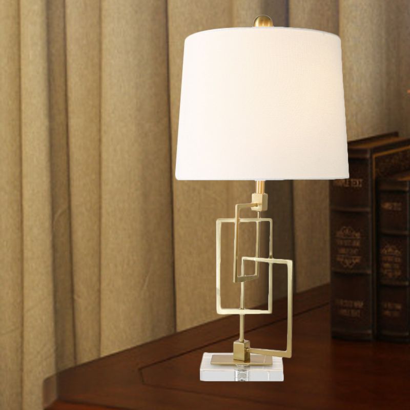 Modernist 1 Bulb Task Lighting White Barrel Reading Book Light with Fabric Shade