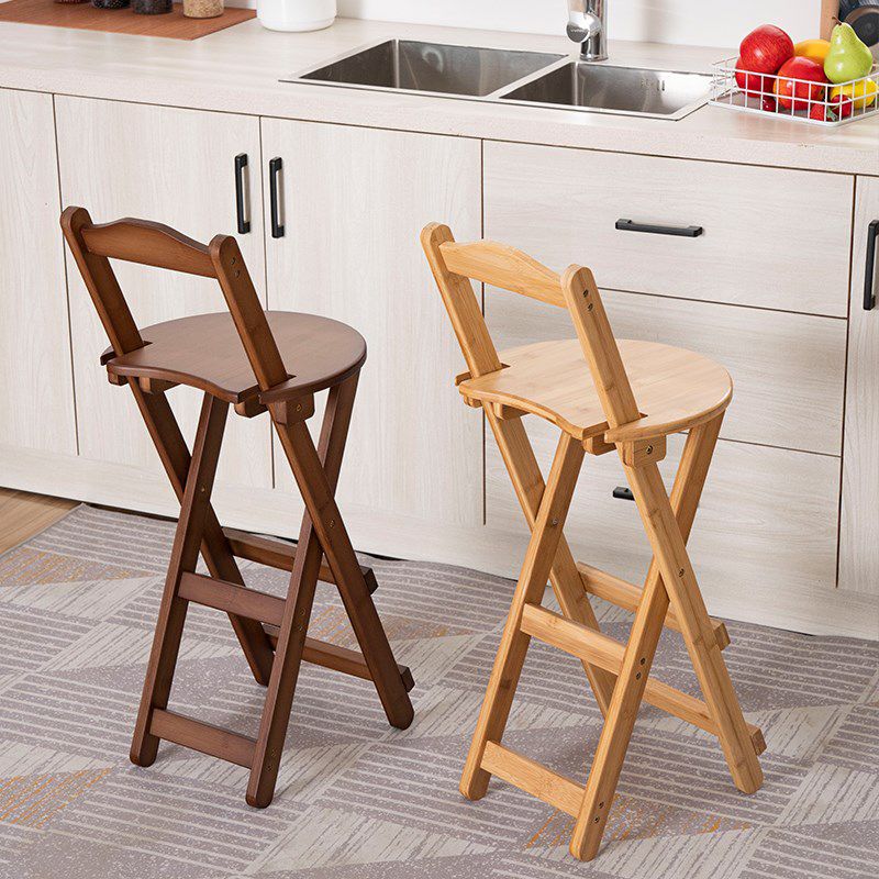 Modern Design Low Back Round Bar Stools for Home Solid Wood Bar Stool with Wood Seat