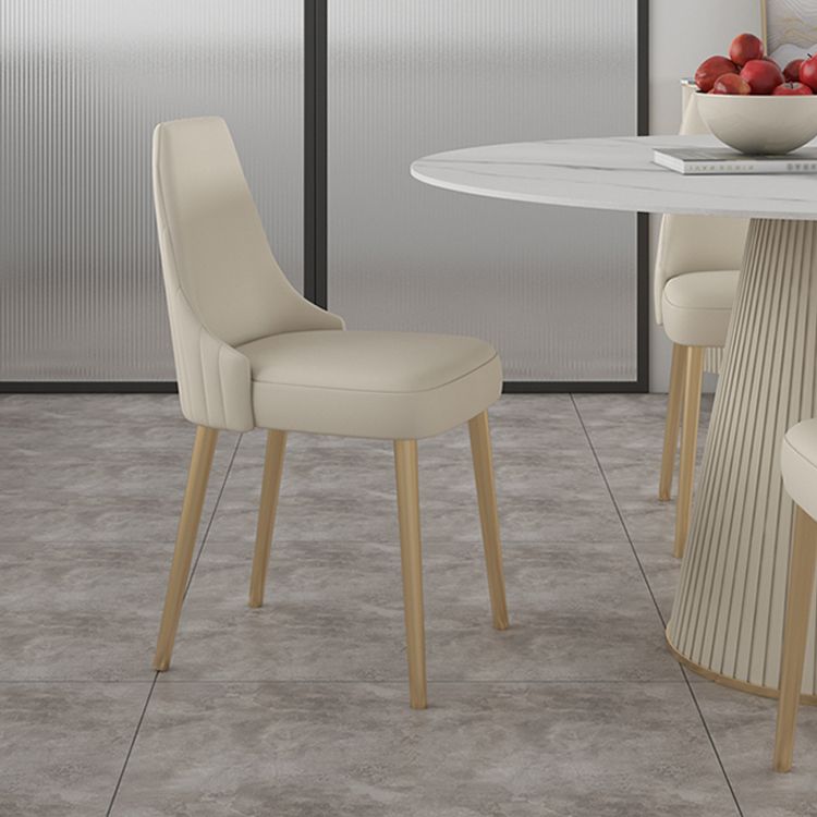 Nordic 1/2/5 Pieces Dining Set with Stone Round Table and Leather Chairs Dining Set