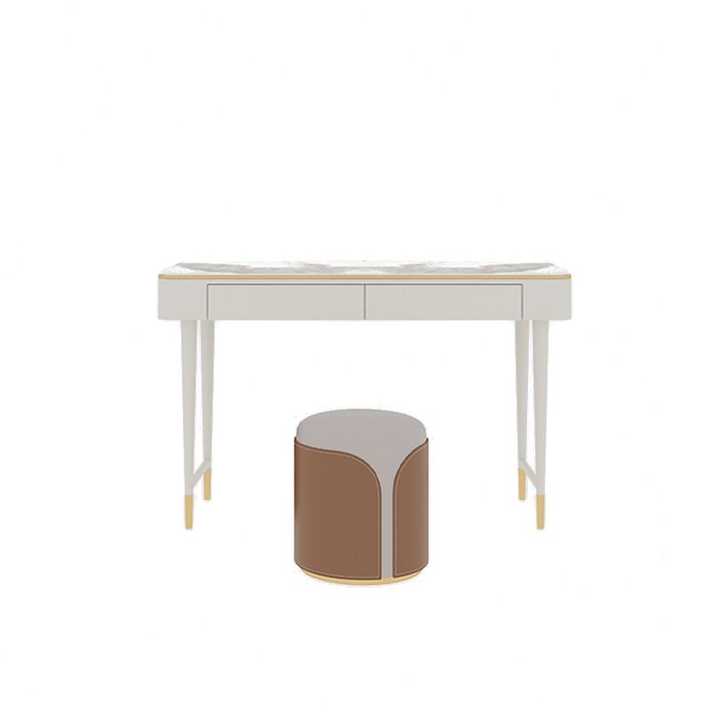 Glam Makeup Vanity Desk Leather Makeup Vanity Set with Slate Top