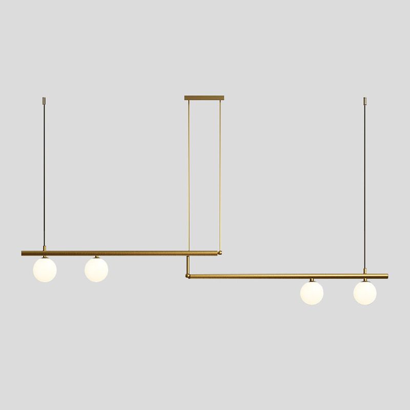 Postmodern Metal Island Light Multi Head Light con sombra de vidrio para mesa de comedor