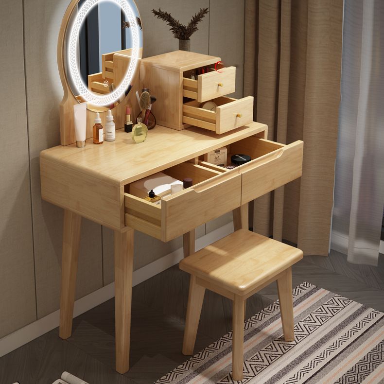 Scandinavian Wooden Make-up Vanity With Drawer in Brown for Bedroom