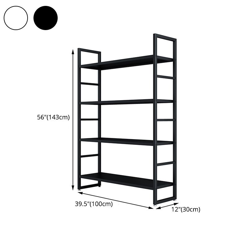 3/4/5-Shelf Iron Etagere Bookshelf Black and White Vertical Bookcase for Living Room