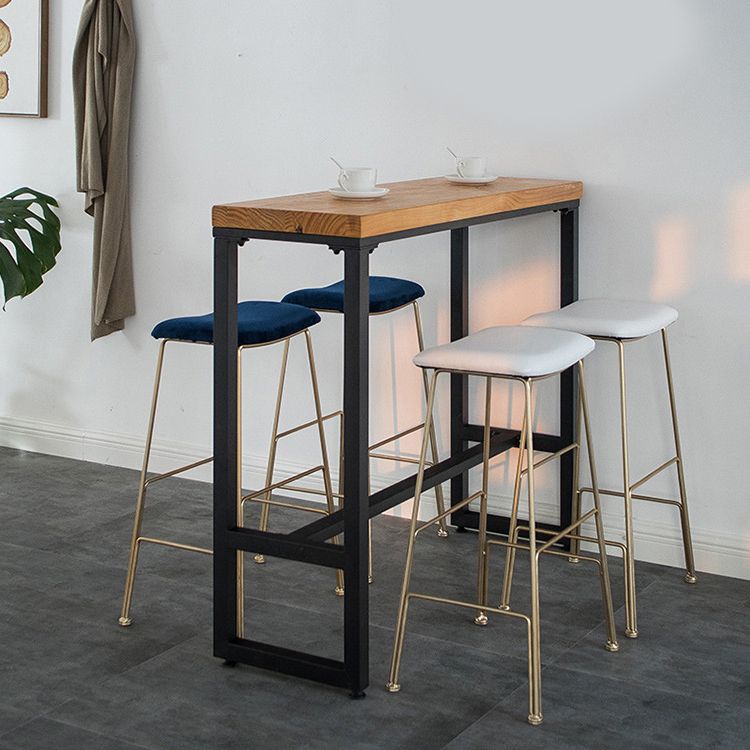 Glam Metal Stool Upholstered Counter Stool in Matte Finish for Indoor