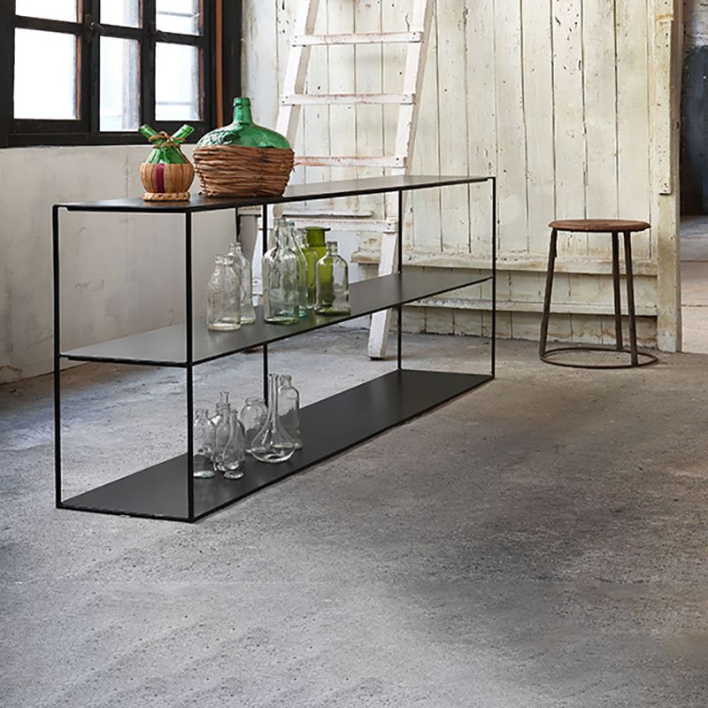 Horizontal Metal Bookcase Modern Style Open Back Bookshelf with Shelves