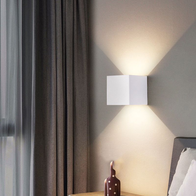Minimalism Wall Sconce Square Wall Light Fixture with Metal Shade for Bedroom