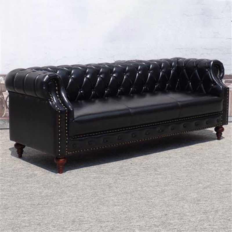 29.13" Wide Tuxedo Arm Sofa Contemporary Genuine Leather Sofa with Tufted Back