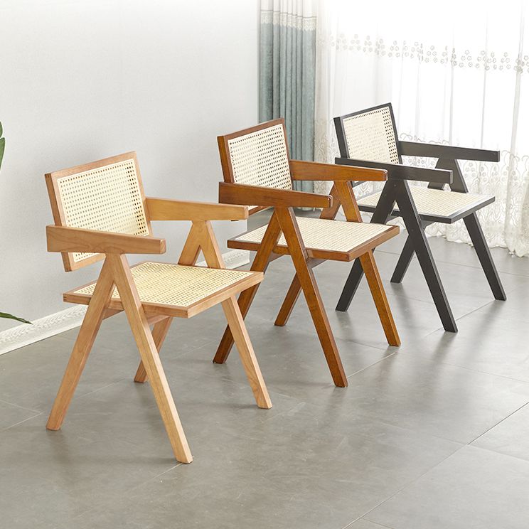 Modern Rattan Dining Chair Open Back Dining Side Furniture in Matte Finish for Brasserie