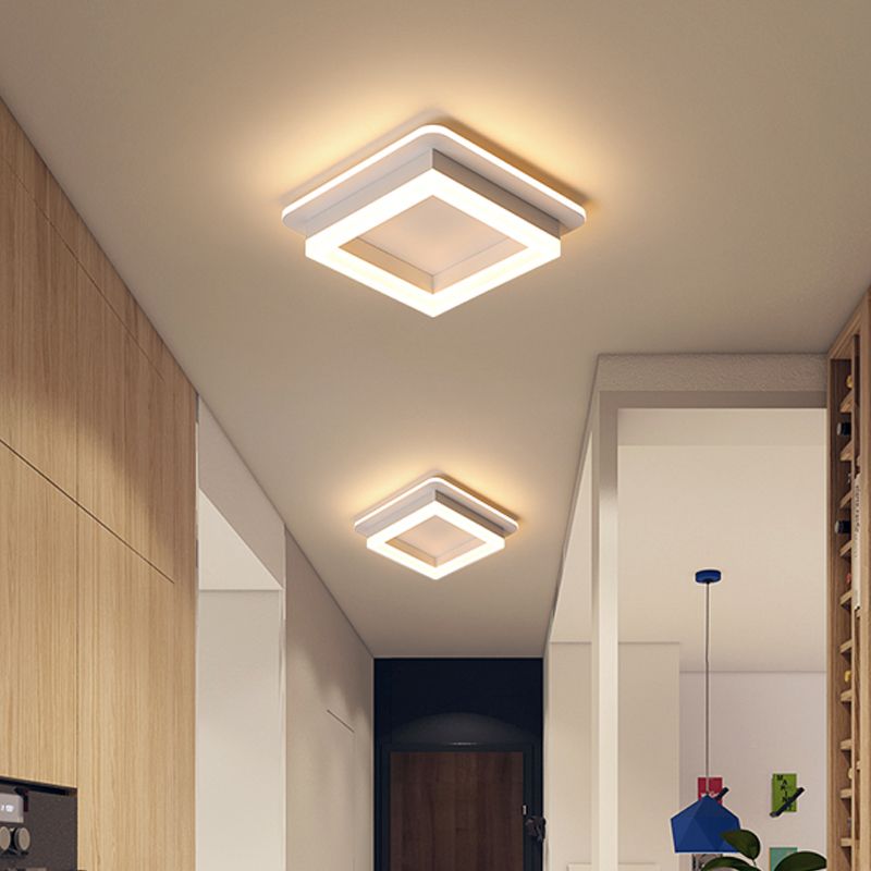 Ronde/vierkante inbouwplafondlamp Minimalistisch acryl Zwart/wit LED-inbouwverlichting in warm/wit licht voor slaapkamer