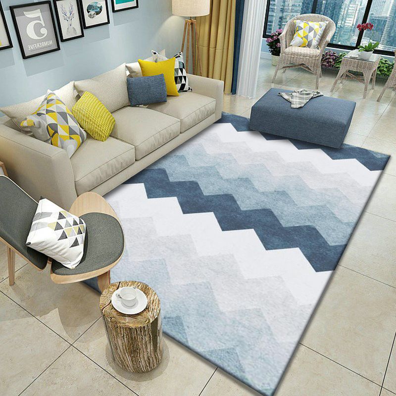 Geometric Carpet Trendy Polyester Indoor Rug Non-Slip Backing Area Rug for Living Room