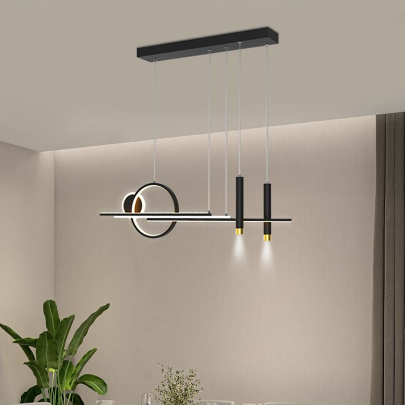 Moderni apparecchi di illuminazione lampadario lineare moderno in alluminio appeso a soffitto in alluminio con finitura nera