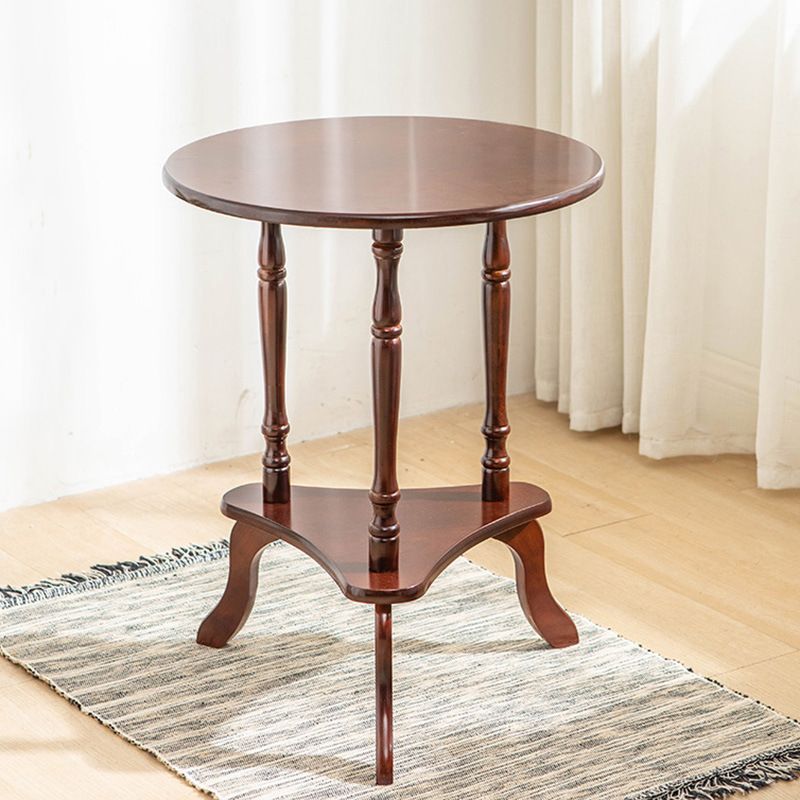 Traditional Living Room Double Tier Round with Shelf 3 Legs End Table