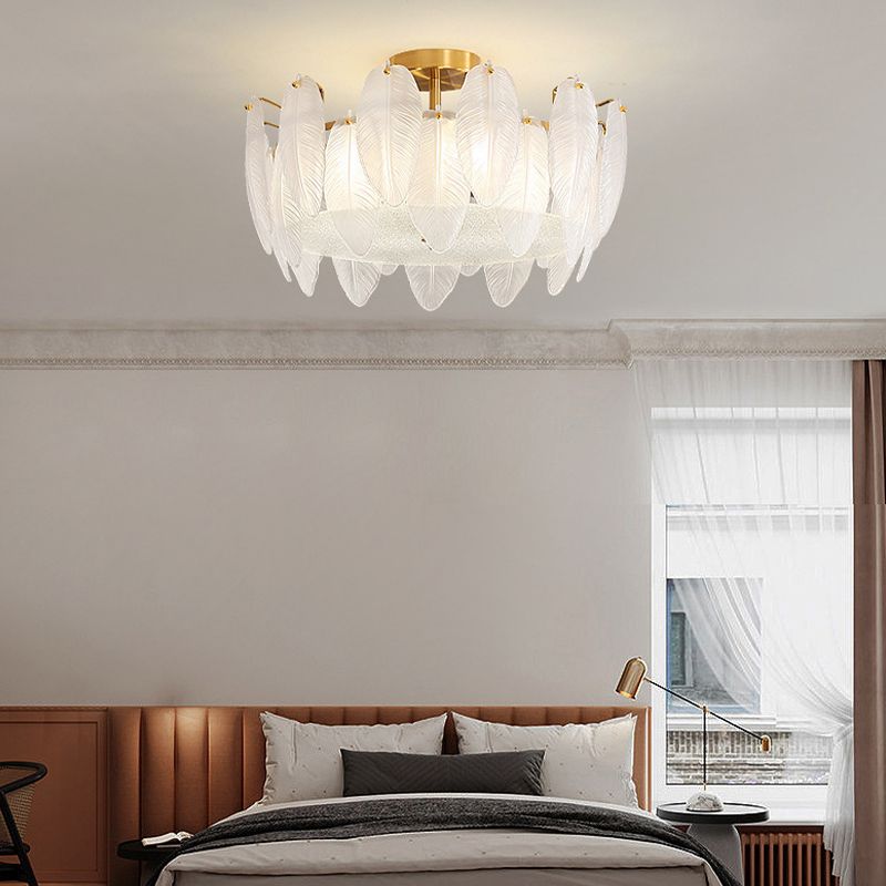 Contemporary Ceiling Lamp Creative Flush Mount Light Fixture with Glass Shade