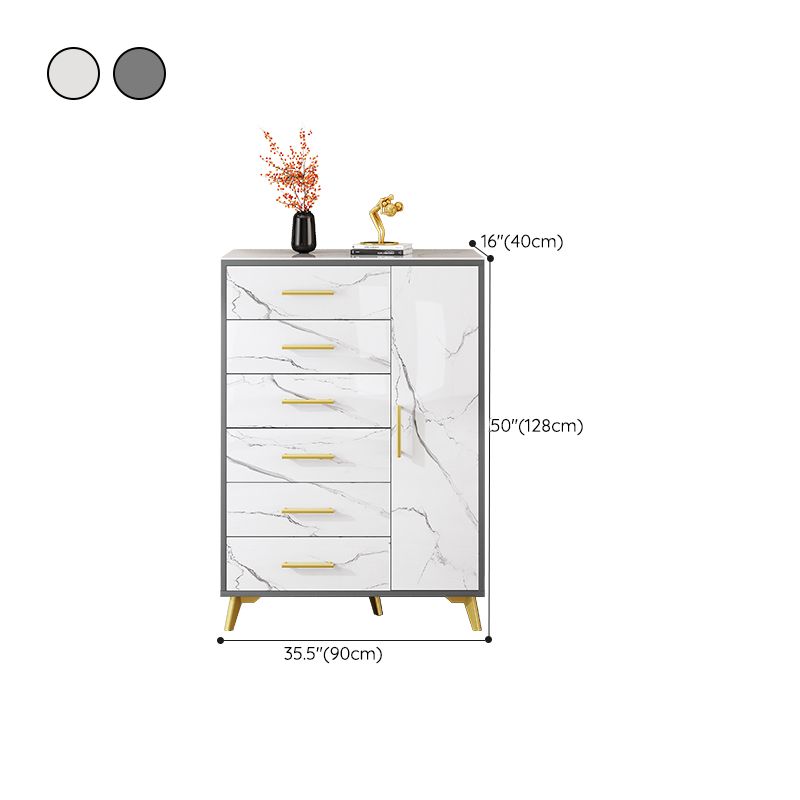 16" Wide Glam Storage Chest Stone Bedroom Chest in White with Drawers